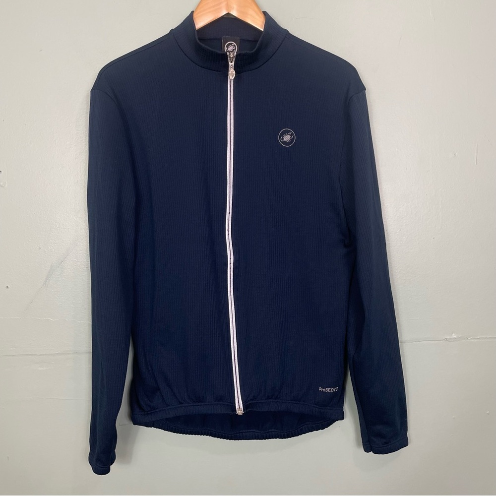Castelli‎ Prosecco Grid Fleece Jacket Navy Womens XXL RUNS SMALL Full Zip